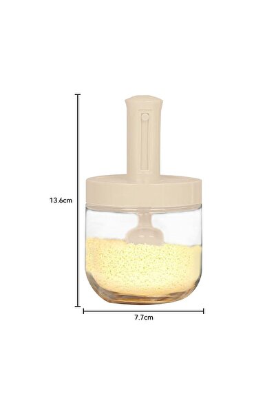 JZS Glass Seasoning Jars 3 Pack with Retractable Spoon White