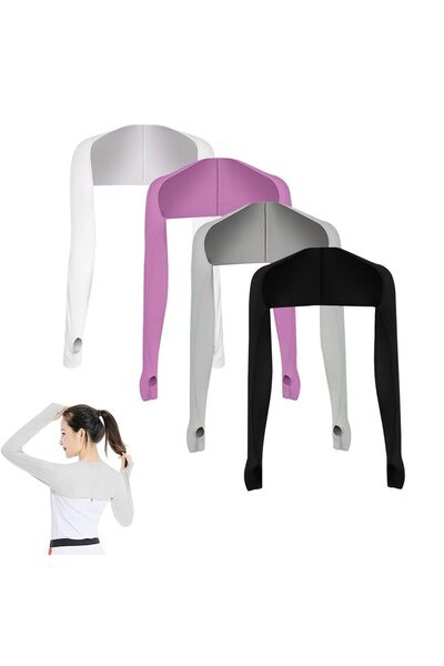 JZS أكمام ذراع تبريد للحماية من الشمس بفتحة للإصبع، 4 قطع