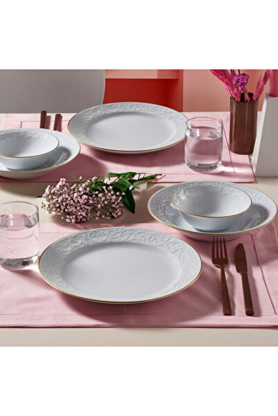 Güral Porselen Bahar Dalı 6 Pieces 25 cm Serving Plate Matte Gold