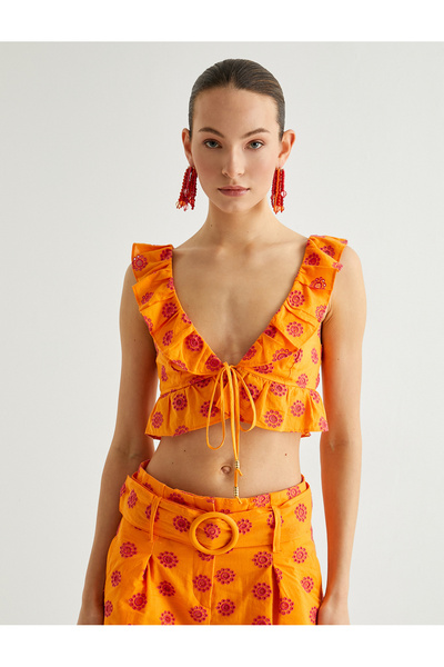 Koton Ruffled Crop Fisto Top