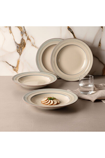 Güral Porselen Valeron 6 Pieces 22 cm Deep Dinner Plate Reactive Agate 969