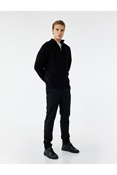 Koton Long Sleeve Textured Half Zipper Collar Knitwear Sweater