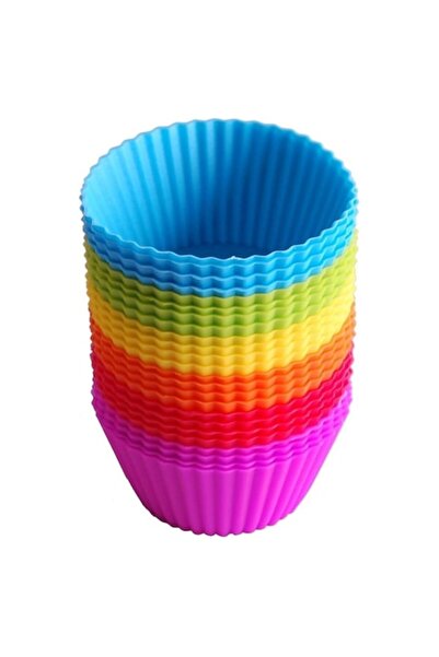 FORHOUSE Set of 24 Silicone Muffin Baking Molds, Multicolored, BPA-Free, Reusable