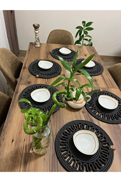 Namteks 6 Pieces 33x33 Jute, Ameriken Serving, Tablecloth, Supla Gift, with D...