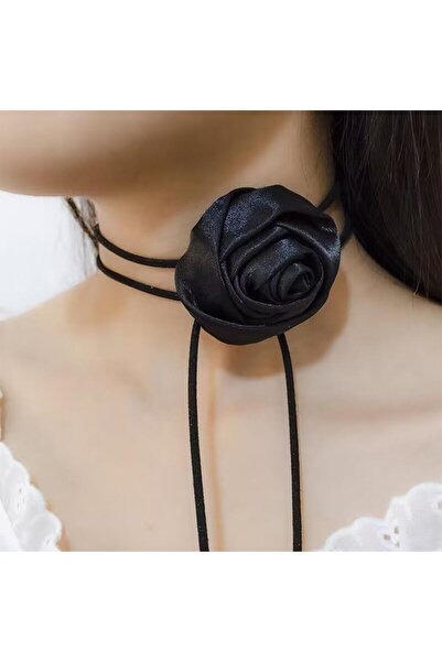 JZS Flower Choker Necklace Rose Camellia Velvet