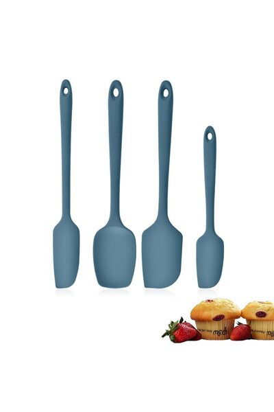 JZS مجموعة ملاعق سيليكون مقاومة للحرارة، 4 قطع، لون أزرق