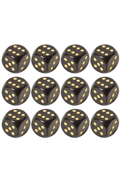 JZS Dice Set 30mm 12PCS Wooden for Games Black