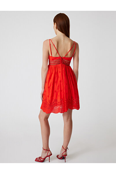 Koton Mini Fisto Dress with Strap Heart Neckline A-Line Lined