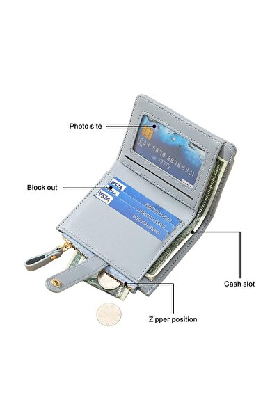 JZS Women's RFID Blocking Bifold Wallet Zipper Leather Coin Purse Holder