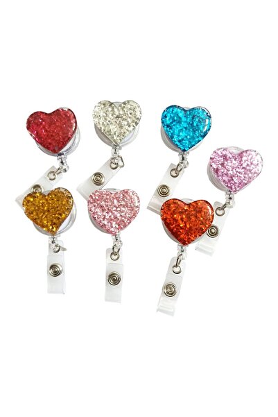 JZS حامل شارات قابل للسحب على شكل قلب الحب، بكرات هوية لامعة للممرضات، عبوة م...