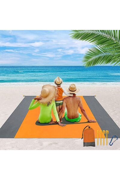 JZS بطانية شاطئ قصة فضفاضة مقاومة للماء وخفيفة الوزن وخالية من الرمال مع مساحة تخزين باللون البرتقالي