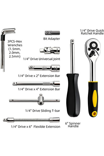 Koday 46PCS Tool Set - Torque Wrench/Screwdriver, Car/Motorcycle Repair Kit