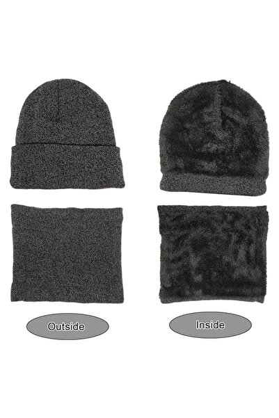 JZS Winter Beanie Hat Scarf Touchscreen Gloves Set 3-Piece for Men Women