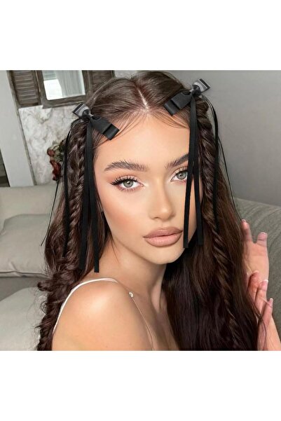 JZS Hair Bows Ribbon 6 Pcs Long Silky Satin Hair Clip Barrettes