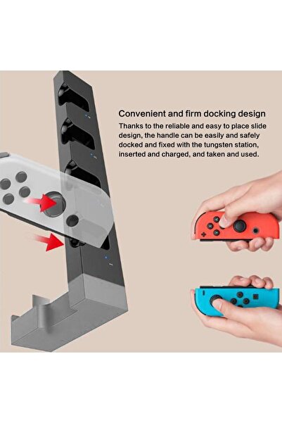 JZS Switch Controller Charging Dock for 4 JoyCons Black White