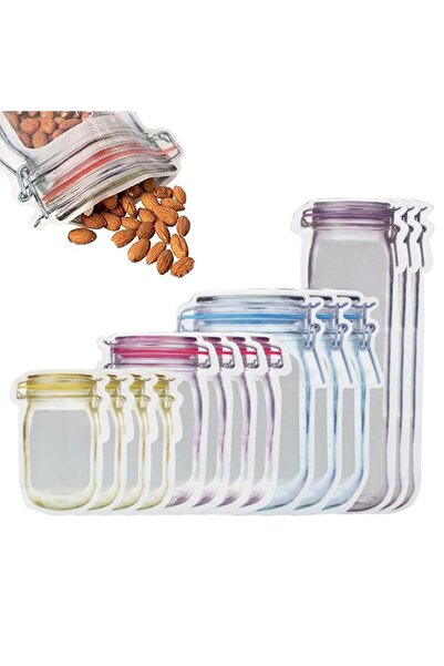 JZS أكياس بسحاب من مرطبانات ماسون، 20 قطعة من أكياس ساندويتش لتخزين الطعام قا...