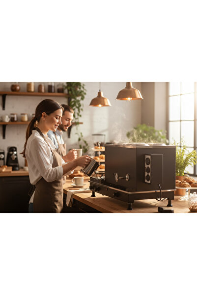 Copper Atelier Painted Electric and Natural Gas First-Class Tea Boiler with 3 Teapots, 35 Lt Capacity