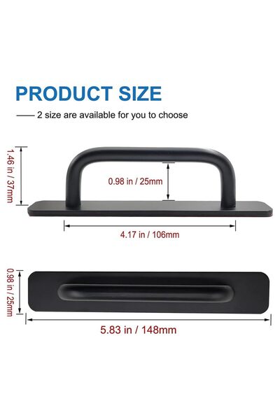 JZS Cabinet Drawer Handles 2PCS Self-Stick Aluminum Black