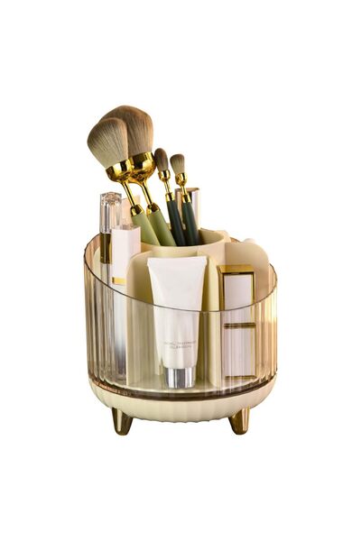 JZS Rotating Makeup Brush Holder 360 Organizer White