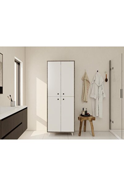 Masif Market Vadi Çok Amaçlı Banyo/Kiler Dolabı Hanoi-Beyaz Renk