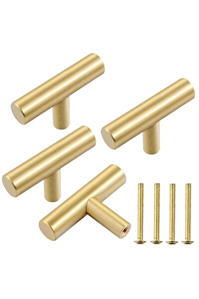 JZS Cabinet Pulls Stainless Steel 4 Pack Gold Handles
