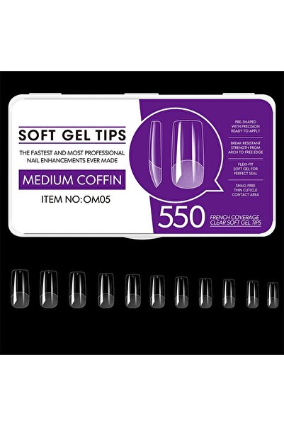 JZS أطراف أظافر كوفين، 550 قطعة، جل مسبق التشكيل، 10 أحجام