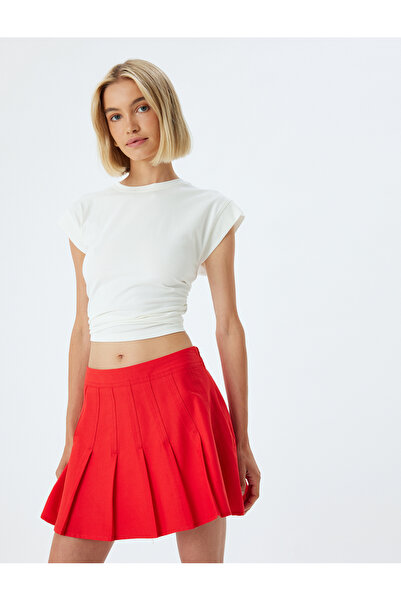 Koton Extra Mini Pleated Shorts Skirt Standard Waist Cotton