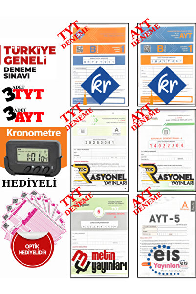 Bilfen Yayıncılık TÜRKYE GENELİ 3 TYT 3 AYT DENEME SINAVI KR AKADEMİ - RASYON...