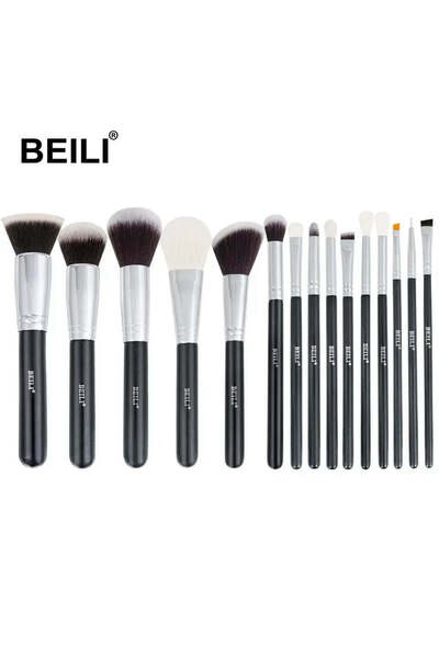 BEILI Black 15-Piece Makeup Brush Set