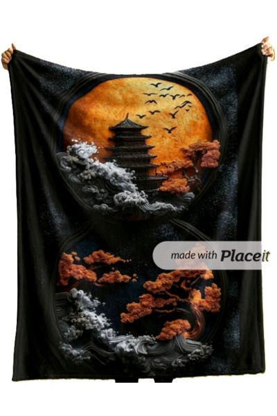 AngelsHome Special Design Luxury 100*150 cm Quick Drying Water Absorbent Bathroom&Beach&Sports Towel Japanese Garden