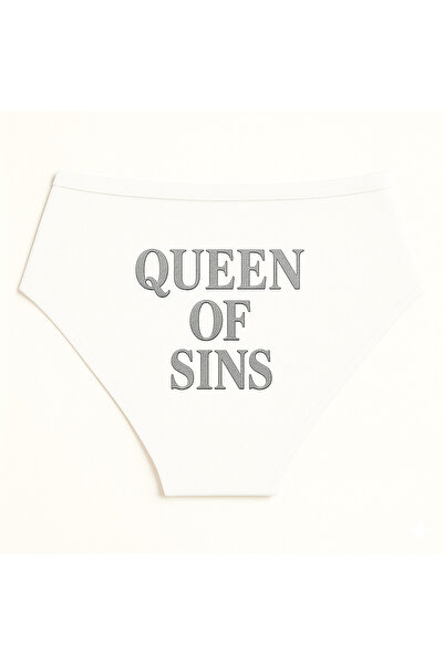 TWINTICKS White Women's Slip Panties, Metallic Lettering Printed , Fun Underwear