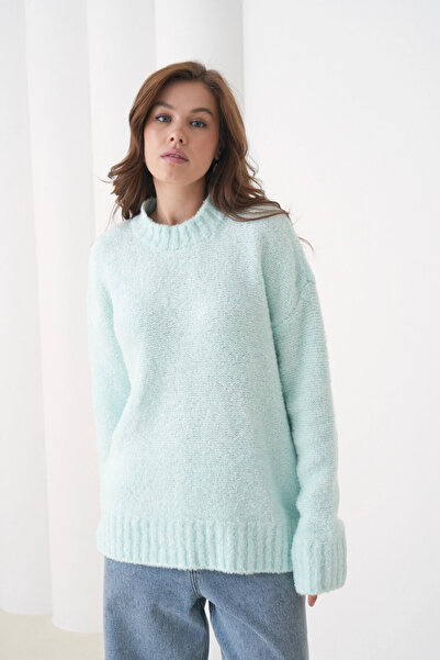 Park Karon Women's Cycling Wrinkled Collar Soft Textured Oversized Knitwear Sweater