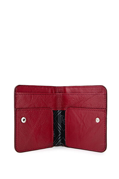 Tamer Tanca Unisex Genuine Leather Claret Red Card Holder