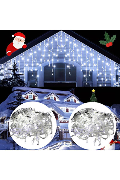 OEM Set of 2 x Fringe Installations, 12 m, 300 LEDs, outdoor, interconnectable, cool white