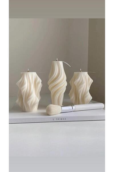 LUMIERI CANDLE El Yapımı kokusuz Dalga Desenli Dekoratif Mum 10*10cm-Burgulu ...