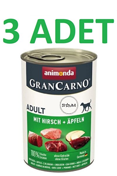 Animonda Gran Carno Geyik Etli ve Elmalı Köpek Konservesi 400 Grx 3 Adet