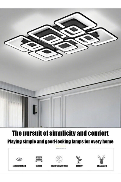 Generic Simple acrylic square ceiling lamp for living room, three-color LED, suitable for bedroom and room.