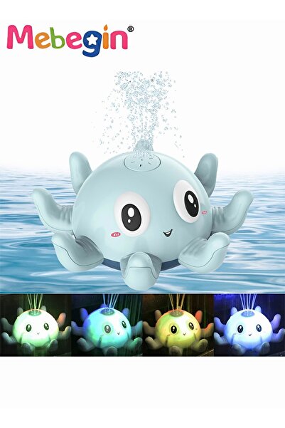 MEBEGIN ألعاب حمام للأطفال بمظهر كرتوني، لعبة أخطبوط برش الماء تلقائيًا مع أض...