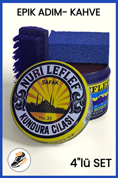 LEFLEF Ayakkabı Bakım Seti 4’lü Kahve – Deri Boyası, Cila, Sünger ve Fırça | ...