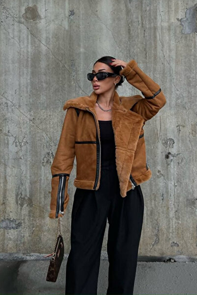 Sindimoda Hunter içi Komple Tavşan Tüyü Nubuk Crop Kaban 4144