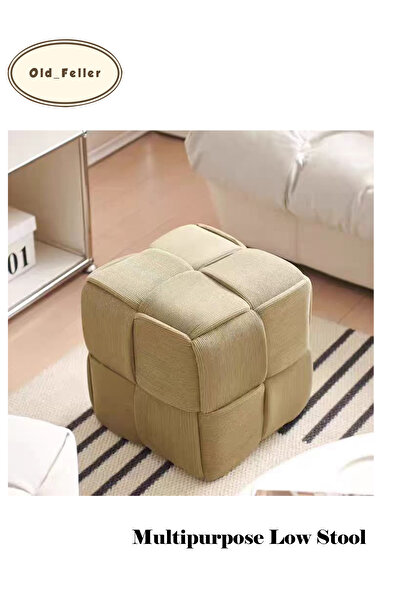 Old_Feller مسند قدم خشبي حديث - مقعد صغير لتغيير الأحذية ومقعد عثماني لغرفة المعيشة