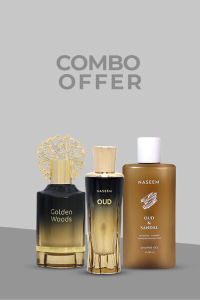 Naseem Special Combo (Oud EDP-80ml, Golden Woods EDP-55ml, Oud & Sandal Shower Gel-280ml) for Men and Women