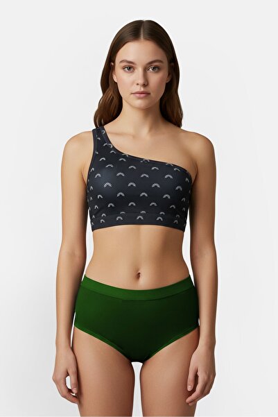 Cozi حمالة صدر نسائية غير مبطنة وغير سلكية مطبوعة بالكامل، لون أسود