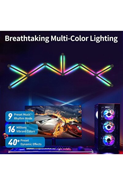YESMAX شريط إضاءة RGB، خطوط إضاءة LED ذكية للألعاب، يعمل مع Alexa/Google Assi...