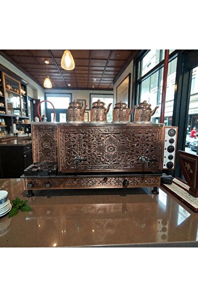 Copper Atelier Copper Electric and Lpg First Class Tea Boiler 4 Teapots 50 Lt Capacity