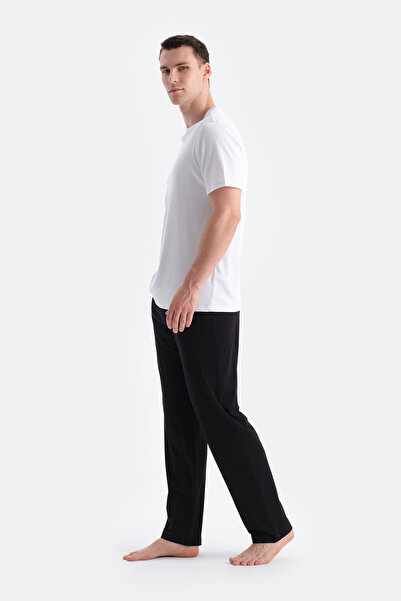 Dagi Μπορντό-Μαύρο Βαμβακερό Μοντάλ Διπλό Πλεκτό Παντελόνι