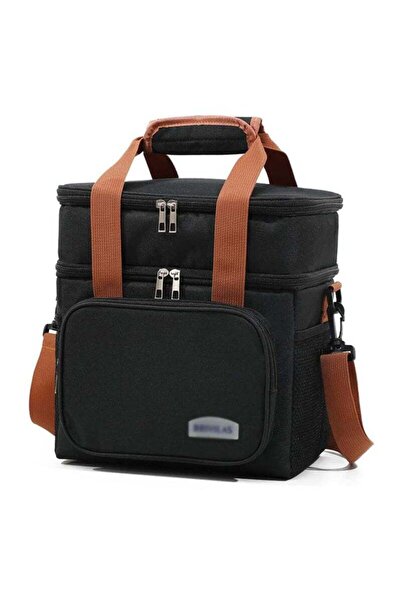 Saharaz حقيبة غداء معزولة، صندوق غداء قابل لإعادة الاستخدام للعمل المكتبي، حزام كتف قابل للتعديل مانع للتسرب، أسود