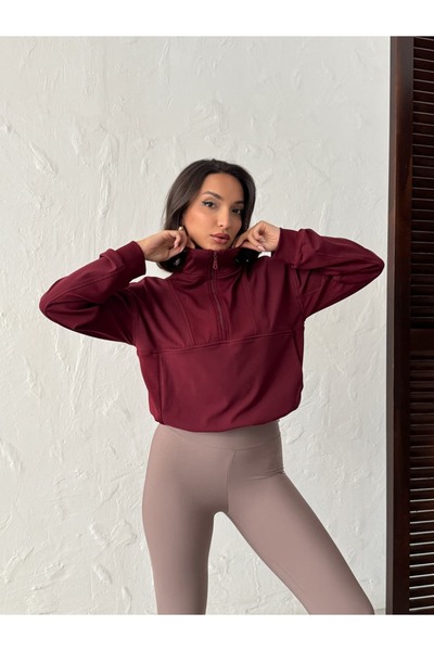 Miss Prova Brushed Soft Fabric Half Zipper Knitted Sports Sweatshirt Missw01