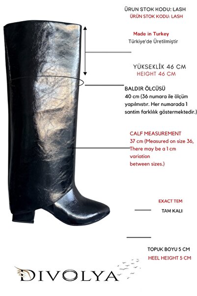 DİVOLYA Μπότες και μπότες καθημερινής χρήσης Lash από μαύρο λουστρίνι με κοχλία (Ύψος τακουνιού 5 cm)