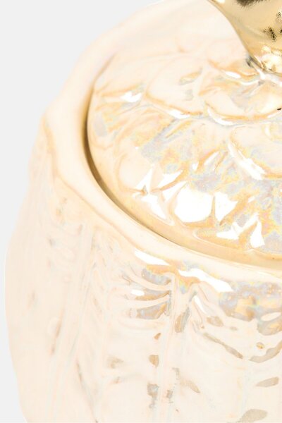 Catherine Malandrino Ceramic Jar With Decorative Lid, Cream